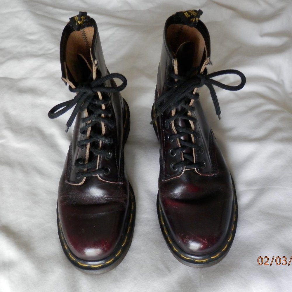 Dr. Martens Women's Dark Red Boots Size US 8 Leather Air Wair Made in England